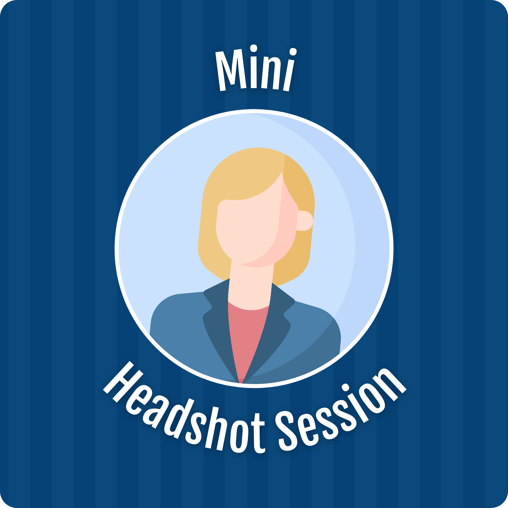 cartoon image of a woman's headshot over a blue lined background